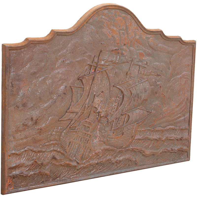 Plaque en fonte Fronton avec emblème pour cheminée Panneau de cheminée Pare-étincelles Grille de protection Sauve sols et murs