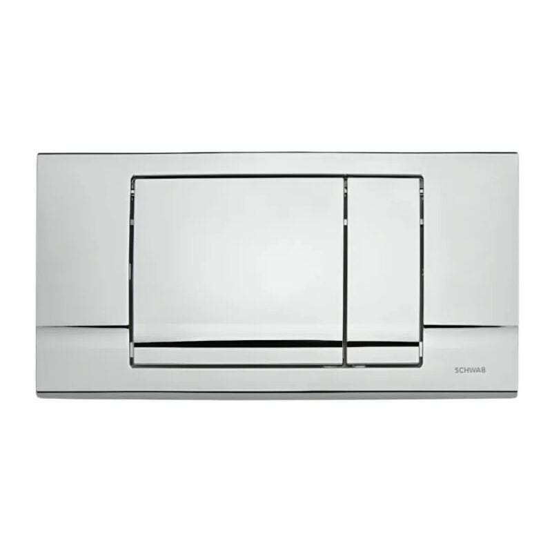 Plaque de commande murale riva duo Schwab wc encastré, double touche, chromé