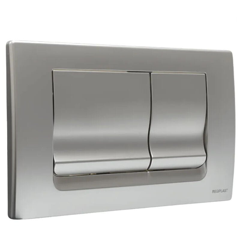 Plaque de commande double touche RIA réservoir encastré CESAME, chromée mat