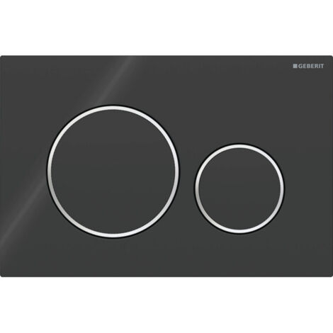 Plaque de commande compatible Geberit Sigma20 à double chasse : noir, chrome poli (115.882.KM.1)