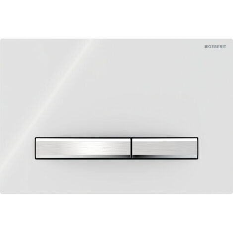 Plaque de commande compatible Geberit Sigma50 pour double chasse d'eau, couleur chrome métallique : chrome, blanc (115.788.11.2)