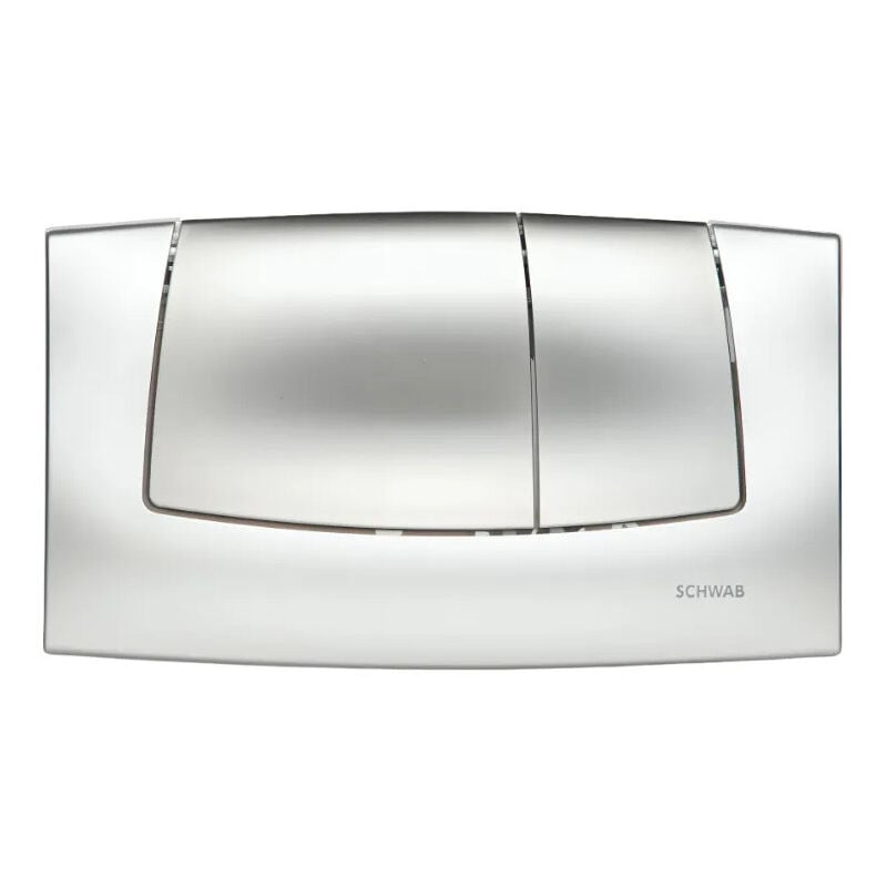 Plaque de commande murale Schwab onda double touche, chromé brillant et mat