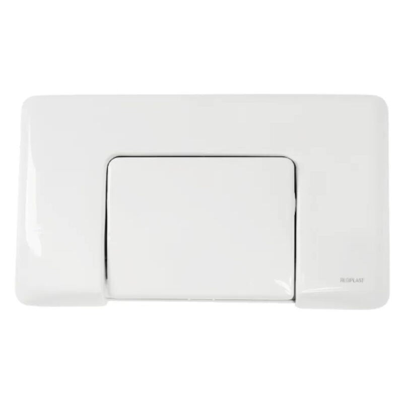 Regiplast - Plaque de commande murale wc encastré simple touche blanche.