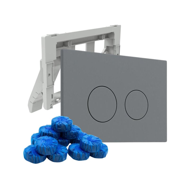 Plaque de commande Qeramiq Push avec support pour blocs de toilette - pour réservoir encastré Geberit UP320 - double chasse - boutons ronds -