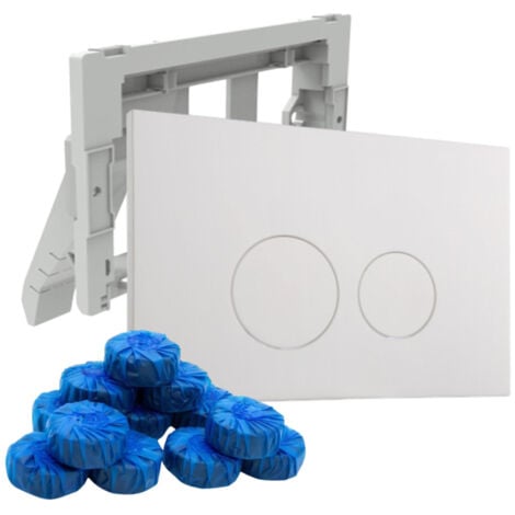 Plaque de commande QeramiQ Push avec support pour blocs de toilette - pour réservoir encastré Geberit UP320 - double chasse - boutons ronds -
