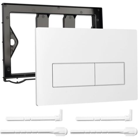 Plaque de Commande WC, Compatible avec Geberit Sigma 01/20/21/30/40/50, UP300 et UP320, avec Double Chasse, avec Leviers de Chasse et d'un Cadre d'Installation (Blanc)