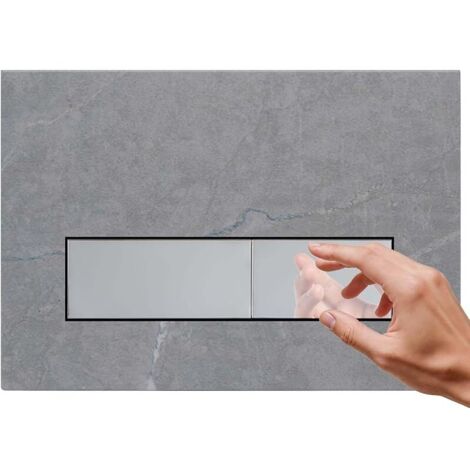 Plaque de Commande WC, Compatible avec Geberit Sigma20, UP300 et UP320, Modèle à Double Débit avec Régulateur et Panneau Fixe, Dimensions 246 x 164 mm (Gris-Y6 & Chromé Bouton)