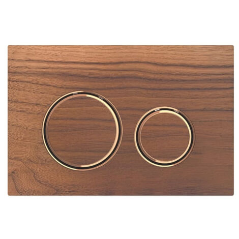 Plaque de commande WC en zinc et bois – Finition métal – Double chasse – Dimensions 246x164x14mm – Compatible Geberit Sigma - Sigma21