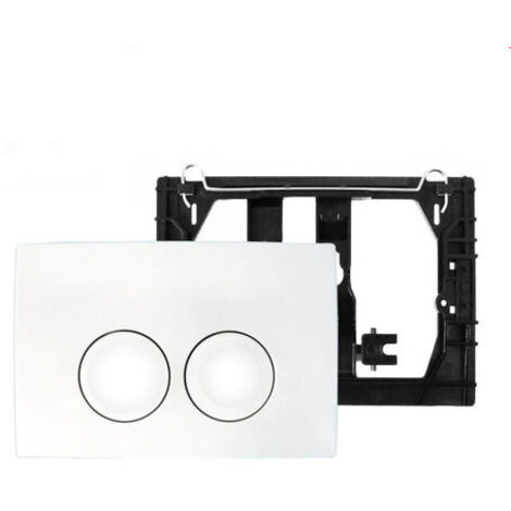 Plaque de commande WC Geberit Delta 21 – Montage facile sur réservoir encastré – 2 boutons – Résistante aux rayures et intempéries – Blanc