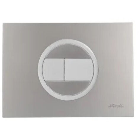 Plaque de commande WC Nicoll Evo rectangulaire 147x204.5mm chromé mat double volume pour bâti-support