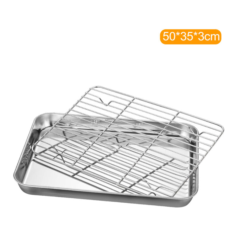 Lifcausal - Plaque de cuisson à fond plat en acier inoxydable avec ensemble de mailles Plaque de barbecue carrée avec grille de refroidissement