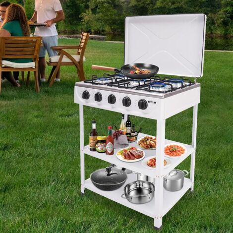 Réchaud 2 Feux 2.0kW Réchaud Gaz Camping Z.M.C 2 Feux - 2x2.0kW + Plaque Cuisson | 20 Cartouches Gaz 227g Incluses Cuisson Plein Air Plaque Grill
