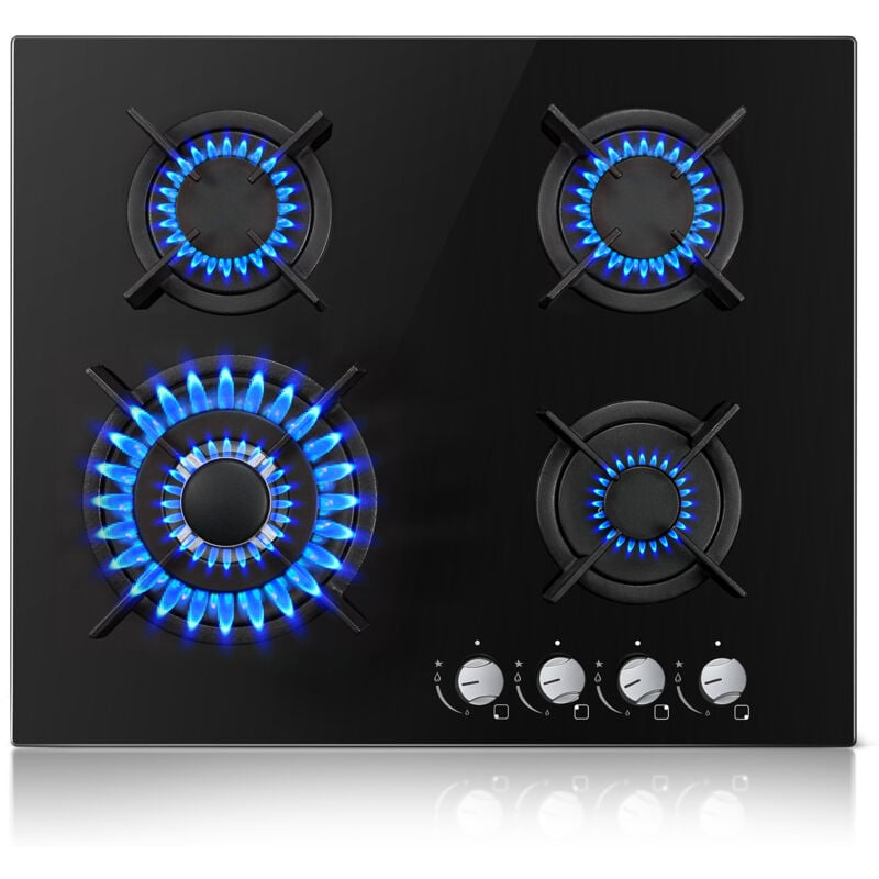Topstrong - Plaque de cuisson à gaz 4 feux, 60 cm, 4 feux avec sécurité thermocouple, cuisinière encastrable, naturel/propane, 8060 w, 220-240 v,