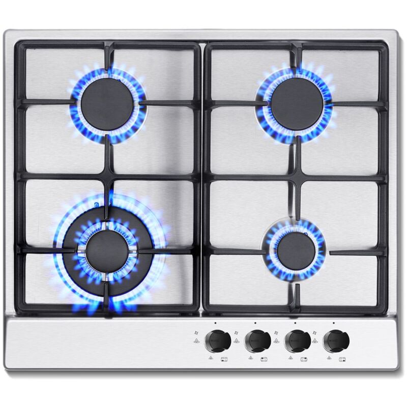 Sndoas - Plaque de cuisson à gaz,Table de cuisson à gaz,4 Foyers,Conception intégrée,L60cm,Acier inoxydable,8060W,Sécurité ,ng/lpg