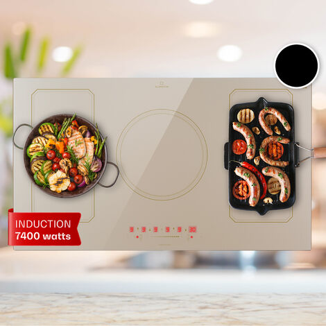 Plaque de cuisson à induction - victoria 5 flex - encastrable 7400 w 2 zones flex minuterie - ivoire