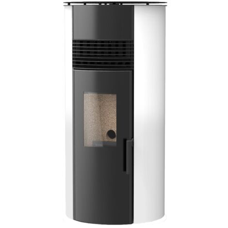 Plaque de cuisson à pellets 9 kW AMAZON (porte vitrée) - SOLZAIMA Couleur : Blanc