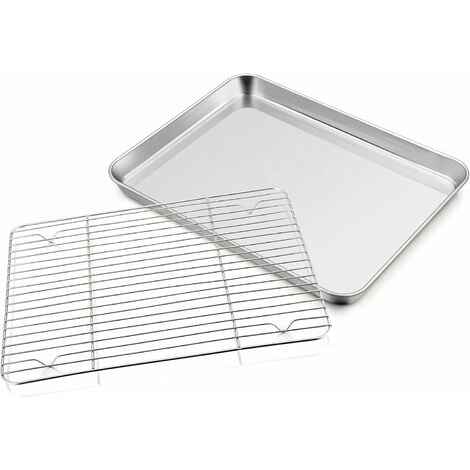 Plaque de cuisson avec grille métallique, plateau de four en acier  inoxydable / grille de refroidissement rectangulaire