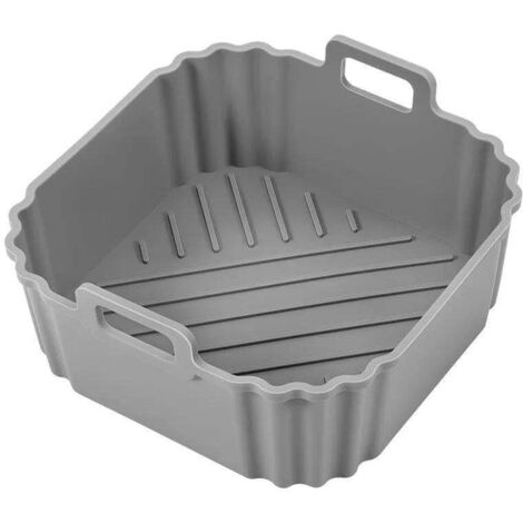 Plaque de cuisson carrée en silicone Cookingstuff pour friteuse à air chaud, antiadhésive et facile à nettoyer, grise.