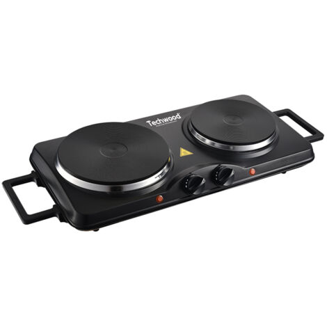 Plaque de cuisson électrique 2 feux 2500 W – Poignées pliables – Protection anti-surchauffe – Thermostat réglable – Compatible casseroles