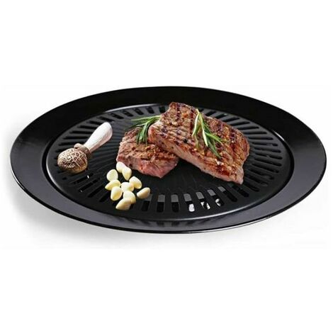 Plaque de cuisson en fonte pour cuisinière à gaz et barbecue, plaque de grill, plaque de grill, plaque de cuisson antiadhésive à 2 couches pour cuisinières et cuisinières portables (noir)