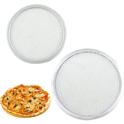Lot De 3 Plaques à Pizza Rondes Antiadhésives - 25.4 Cm En Acier Carbone - Pour Four, Cuisson Pizza, Biscuits - Bord Haut