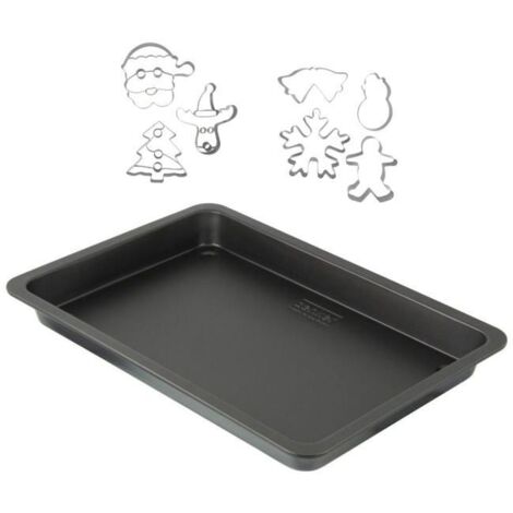 Plaque de cuisson four de 42 x 29 cm et 7 emporte-pièces de Noël inox Zenker Noël