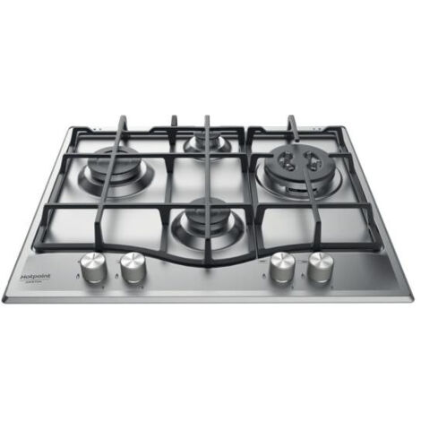 Plaque de cuisson gaz 4 foyers – Puissance 8,85 kW – Dimensions L 60 x P 51 cm – Grilles en fonte pour cuisson homogène - PNN 641 IX