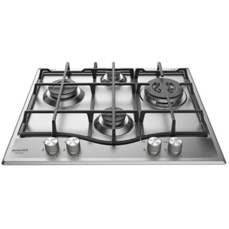 Hotpoint Ariston – Plaque de cuisson gaz 4 foyers – Largeur 60 cm – Puissance 8,85 kW – Brûleur triple couronne – Acier inoxydable - PNN 641 IX