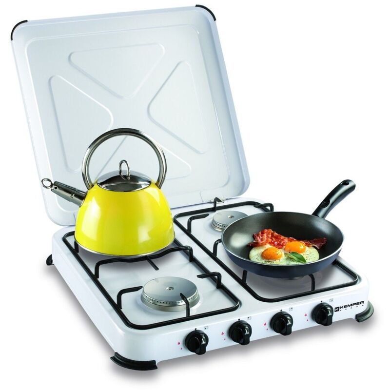 Plaque de cuisson gaz portable 4 feux 4650 W Kemper blanc laqué 171