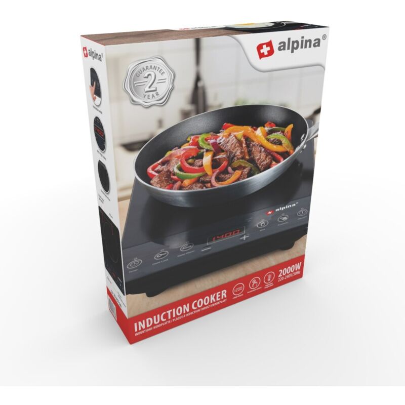 Table de cuisson à induction Alpina 1 feu 2000W noir
