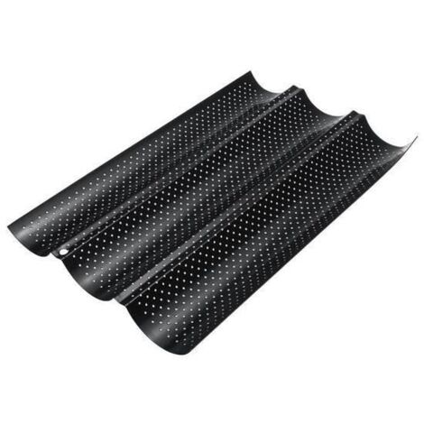 Plaque de Cuisson Moule Pour 3 Baguettes Anti-Collage Noir