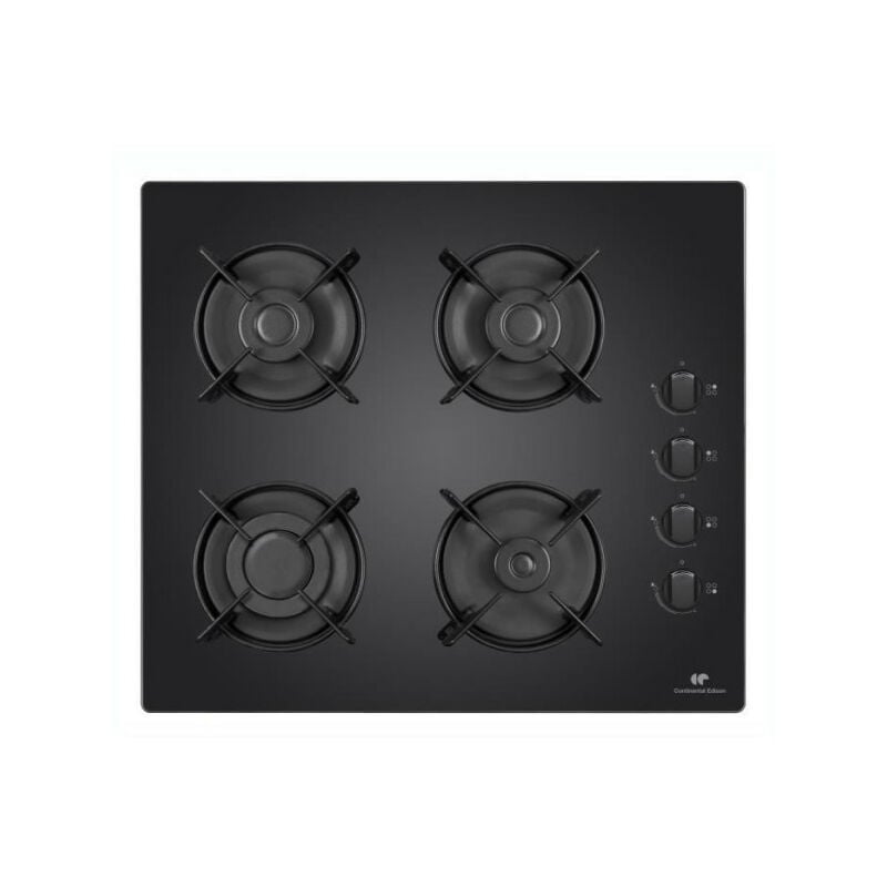 Continental Edison - Plaque de Cuisson - Table a gaz Table 4 foyers Gaz - Verre noir