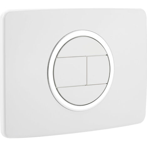 Plaque de déclenchement design EVO - bouton rectangulaire - double débit - Blanc, bague satinée - Nicoll