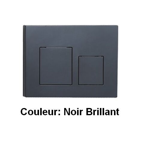 Plaque de Déclenchement Double Carré Noir Brillant - City