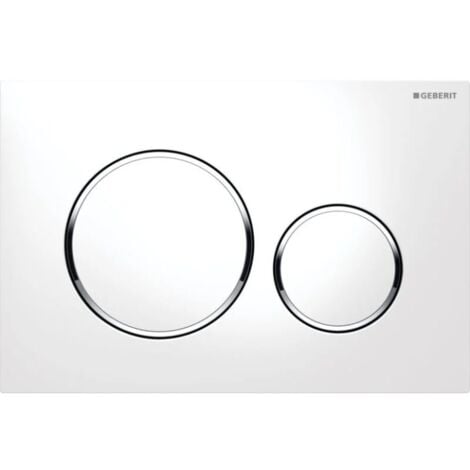 COOCHEER Plaque de déclenchement Geberit Sigma20 pour rinçage double touche: blanc, chromé brillant (115.882.KJ.1)