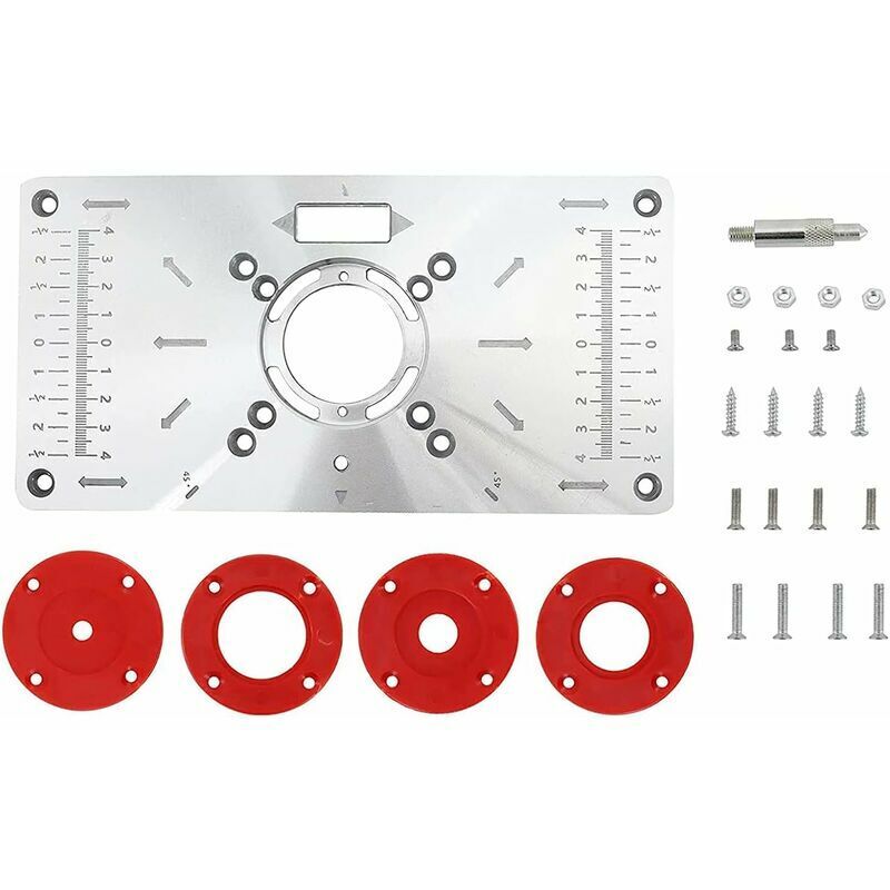 Plaque De Défonceuse, Plaque D'insertion En Aluminium De Table De Toupie, Plaque D'insertion De Table De Routeur En Aluminium Avec 4 Anneaux Et Vis