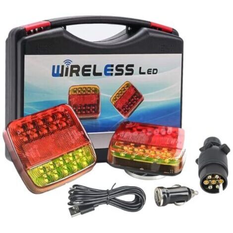 Plaque de feux arrière sans fil magnétique 12V 24V – Feux LED rechargeables étanches – Installation rapide sans câbles – Pour remorques et camping-cars