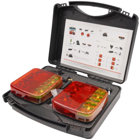 AUTRES Plaque de feux sans fil pour remorque, kit éclairage arrière remorque magnétique feu led wifi,rechargeable LED feux arrière remorque sans fil magnétique 12V 24V, LED feux de remorque étanche