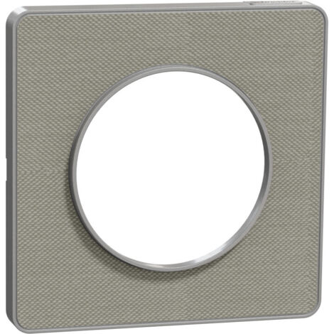 Plaque de finition 1 poste 2 modules Kvadrat perle avec liseré aluminium série Odace Touch SCHNEIDER