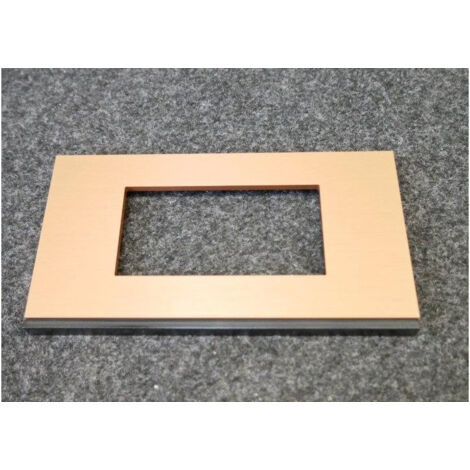 Plaque de finition 1 poste 4 modules horizontale couleur marron finition Matiere copper alu entraxe 71mm série Gallery HAGER