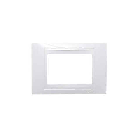 Plaque de finition 1 poste horizontal 3 modules blanche liseré blanc pour appareillage mural série UNICA
