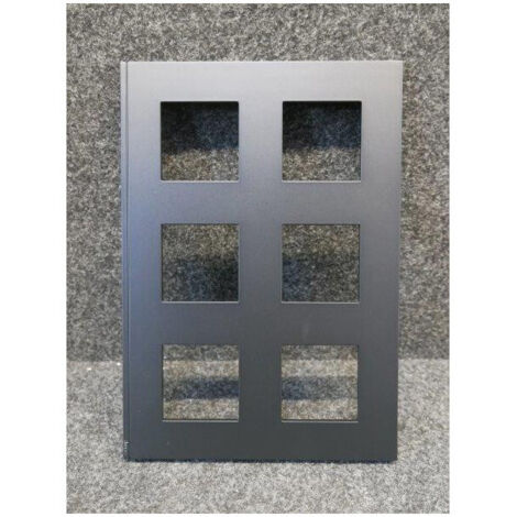 Plaque de finition 2 rangées 3 postes 6 modules couleur noir night série Gallery HAGER