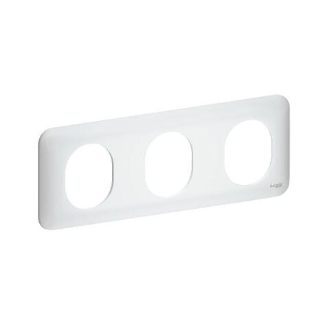 SCANELEC Plaque de finition 3 postes blanche horizontal entraxe 71mm pour appareillage mural OVALIS