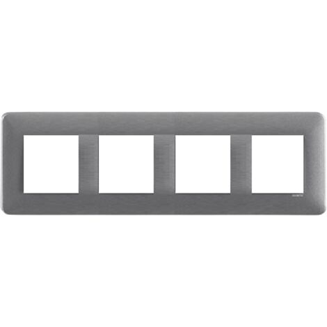 Plaque de finition 4 postes LATINA - Couleur matériel - Noir chrome