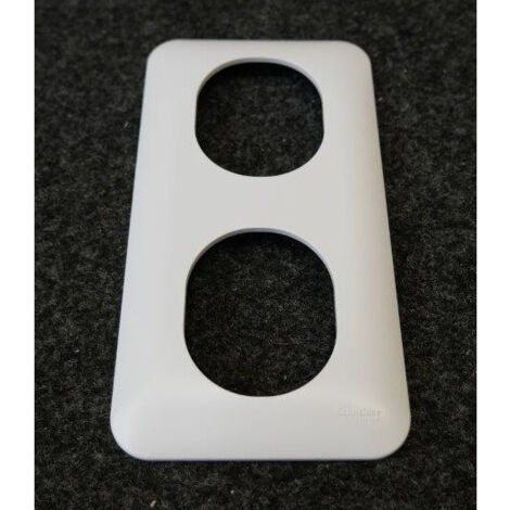 Plaque de finition blanche 2 postes 4 modules vertical entraxe 71mm série Ovalis SCHNEIDER