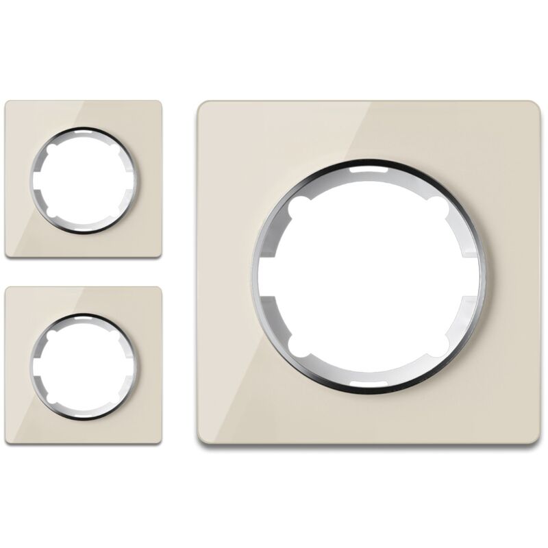 Warm-on - Plaque de finition Garda, en verre, 1 poste, encastré (lot de 3) - beige