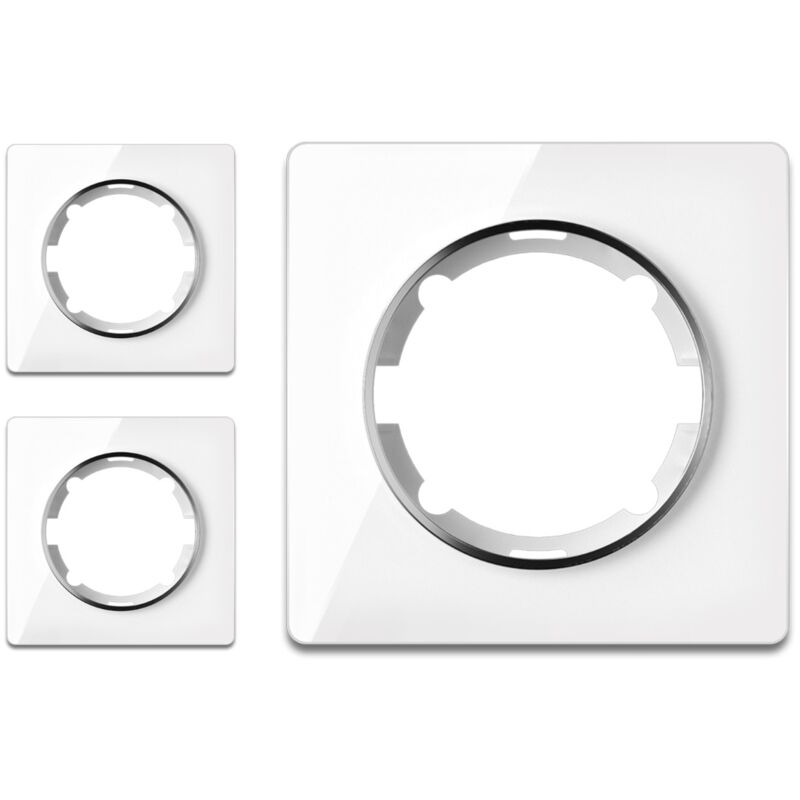 Warm-on - Plaque de finition Garda, en verre, 1 poste, encastré (lot de 3) - blanc