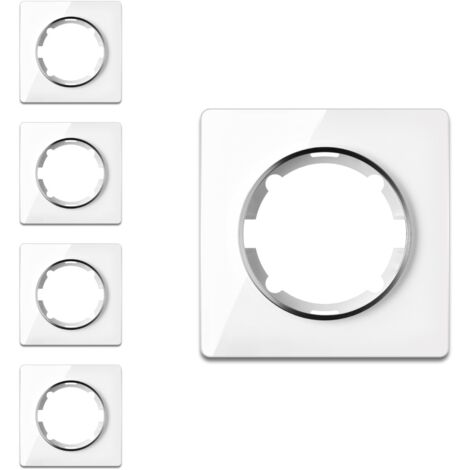 Plaque de finition Garda, en verre, 1 poste, encastré (lot de 5) - blanc