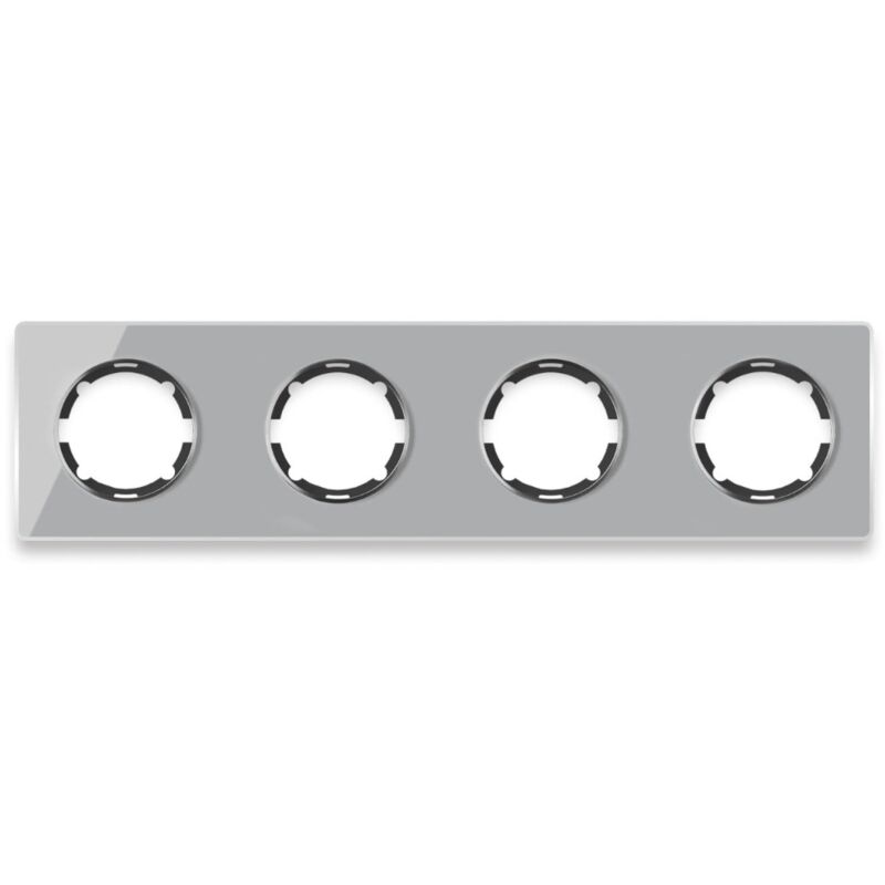 Plaque de finition Garda en verre 4 postes, horizontal, encastré-"Gris"