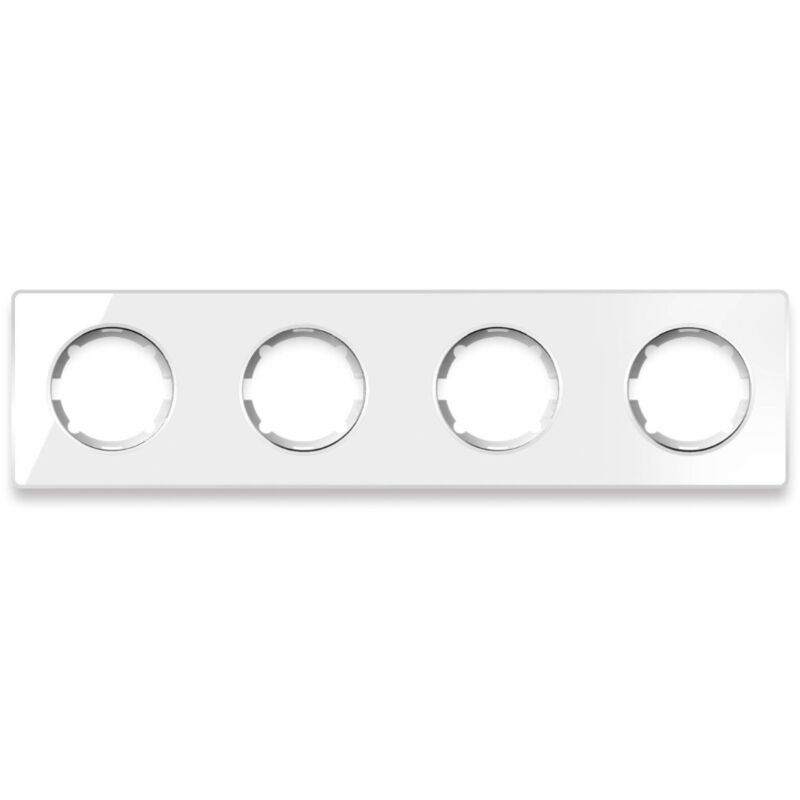 Plaque de finition Garda en verre 4 postes, horizontal, encastré-'Blanc'